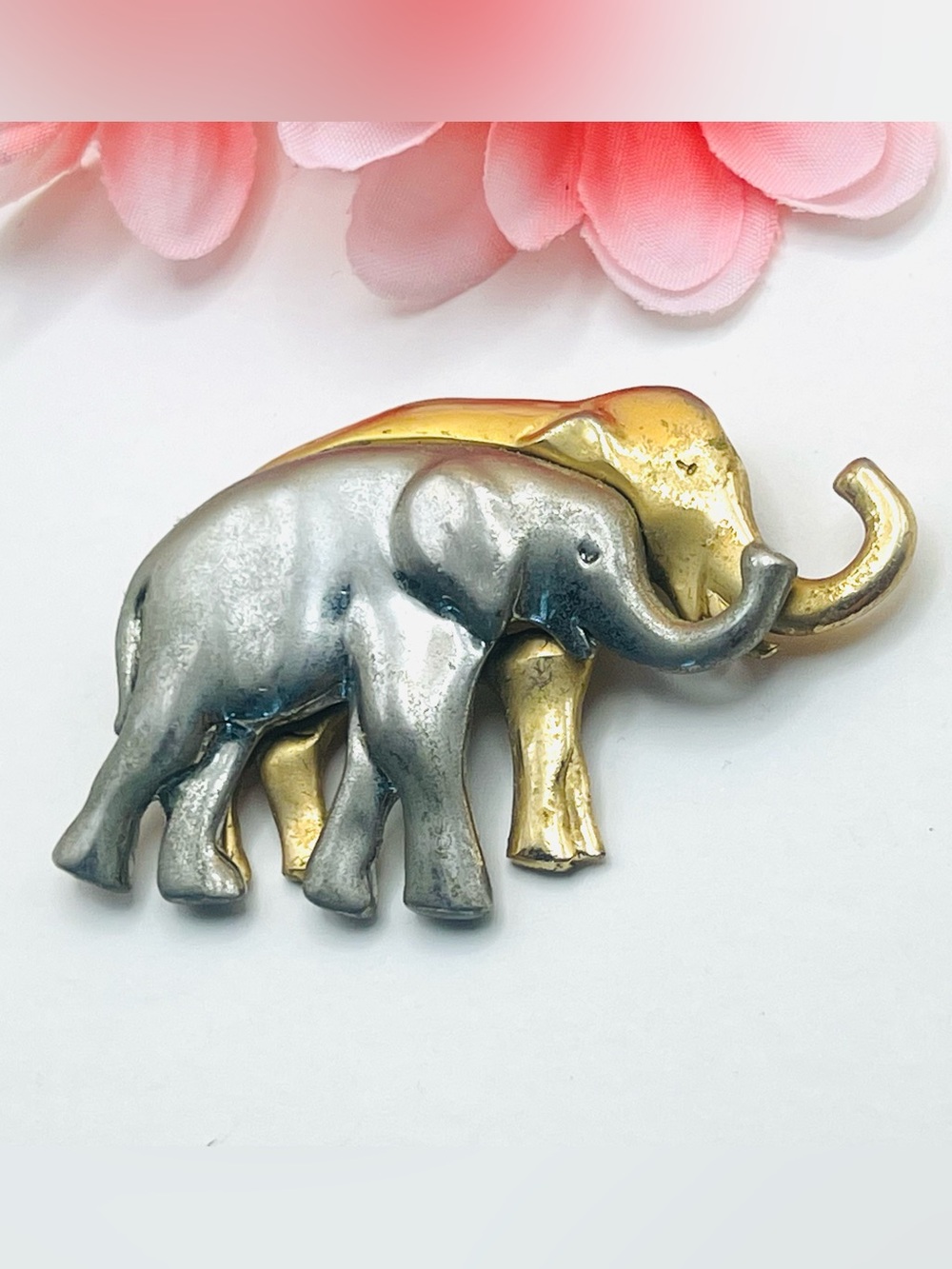 Vintage Liz Claiborne Gold and Silver Elephant brooch